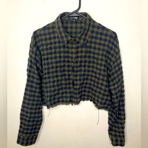 Women’s button down, size L, color dark green and black